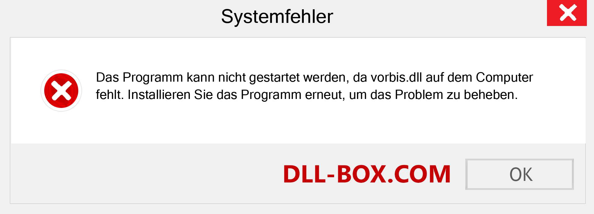 vorbis.dll-Datei fehlt?. Download für Windows 7, 8, 10 - Fix vorbis dll Missing Error unter Windows, Fotos, Bildern